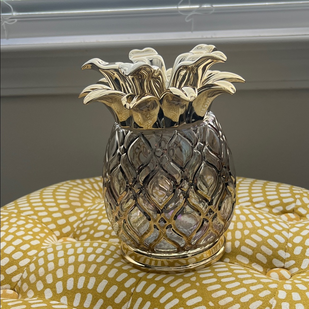 Bath & Body Works Gold and Silver Pineapple Candle Holder